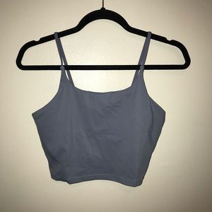 Blue cropped tank sports bra